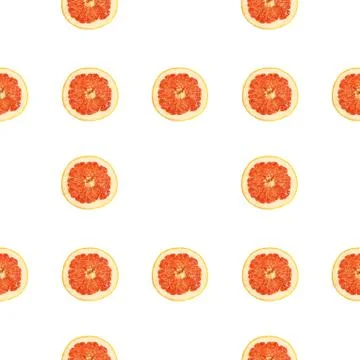 Seamless infinity pattern of isolated slices of grapefruit. Wallpaper for bac Foto stock