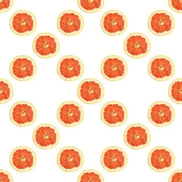 Seamless infinity pattern of isolated slices of grapefruit. Wallpaper for bac Foto stock