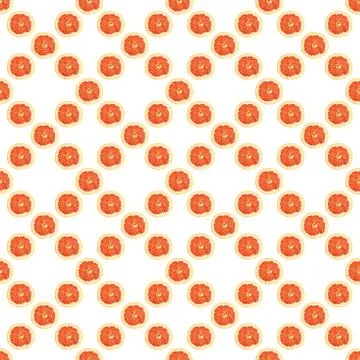 Seamless infinity pattern of isolated slices of grapefruit. Wallpaper for bac Foto stock
