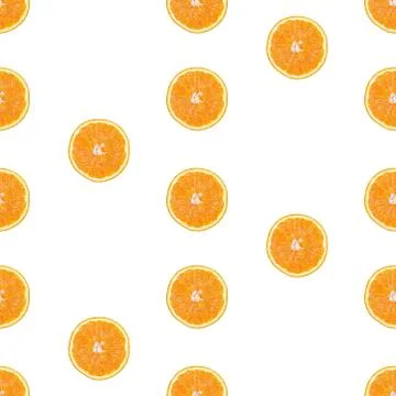 Seamless infinity pattern of isolated slices of orange. Wallpaper for backgro Foto stock