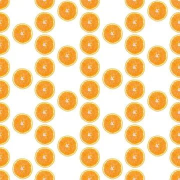 Seamless infinity pattern of isolated slices of orange. Wallpaper for backgro Foto stock