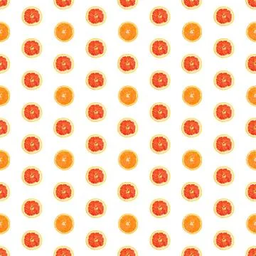 Seamless infinity pattern of isolated slices of grapefruit and orange. Foto stock