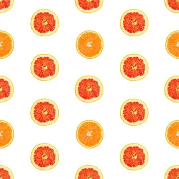 Seamless infinity pattern of isolated slices of grapefruit and orange. Foto stock