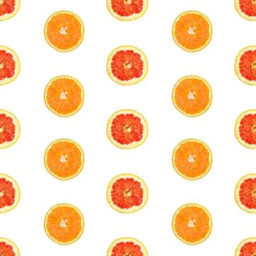 Seamless infinity pattern of isolated slices of grapefruit and orange. Foto stock