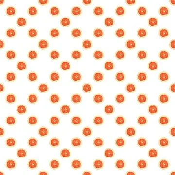 Seamless infinity pattern of isolated slices of grapefruit. Wallpaper for bac Foto stock