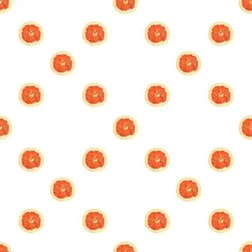 Seamless infinity pattern of isolated slices of grapefruit. Wallpaper for Foto stock