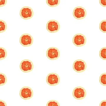 Seamless infinity pattern of isolated slices of grapefruit. Wallpaper for Foto stock