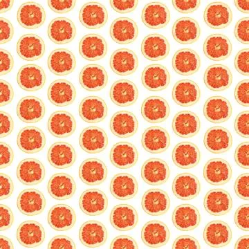 Seamless infinity pattern of isolated slices of grapefruit. Wallpaper for Foto stock