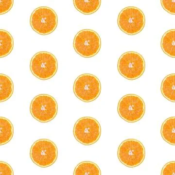 Seamless infinity pattern of isolated slices of orange. Wallpaper for background Foto stock