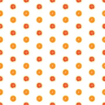 Seamless infinity pattern of isolated slices of grapefruit and orange. Foto stock