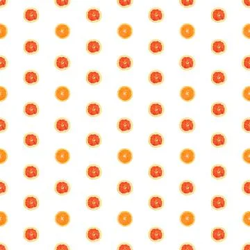 Seamless infinity pattern of isolated slices of grapefruit and orange. Foto stock