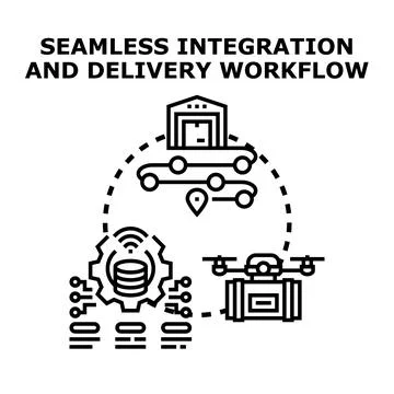 Seamless integration and delivery workflow concept illustration 스톡 일러스트