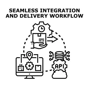 Seamless integration and delivery workflow process management Illustrazione stock