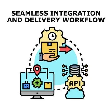 Seamless integration and delivery workflow process management Stockillustratie