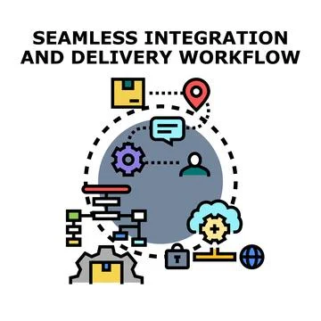 Seamless integration and delivery workflow concept for technology Stock Illustration