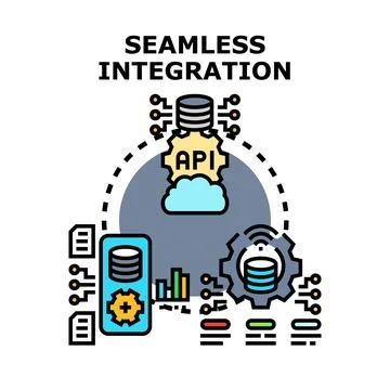 Seamless integration connecting cloud computing api data systems Stock Illustration