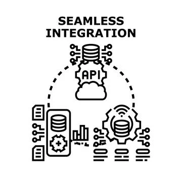 Seamless integration connecting cloud computing api data systems Stock Illustration