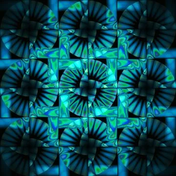 Seamless intricate circle pattern turquoise blue green black 库存插图