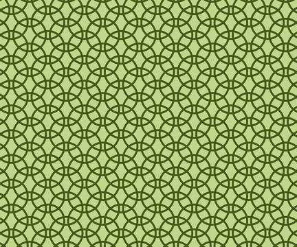 Seamless intricate circles chain pattern vector template. Geometric interlo.. Stock Illustration