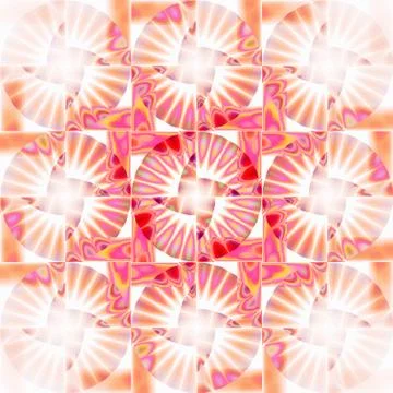 Seamless intricate circles pattern white orange violet red centered Stock Illustration