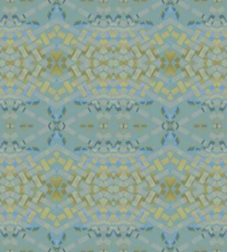 Seamless intricate diamond pattern blue gray yellow Stock Illustration