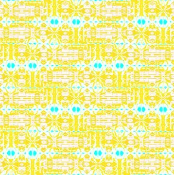 Seamless intricate pattern yellow white turquoise blue Stock Illustration