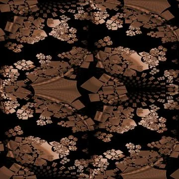 Seamless intricate square pattern black gold brown shiny Stock Illustration