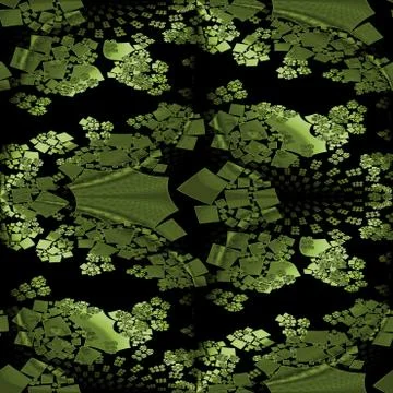 Seamless intricate square pattern black green shiny Stock Illustration