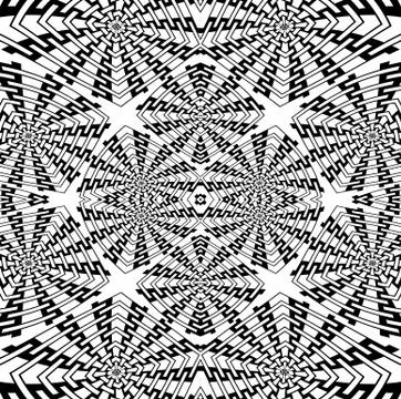 Seamless intricate squares pattern black and white coloring page Stock Illustration