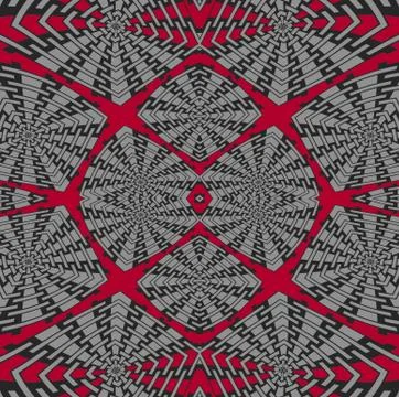 Seamless intricate squares pattern silver gray black red Stock Illustration