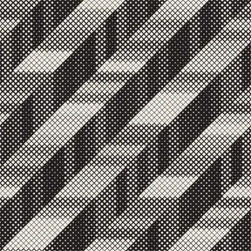 Seamless Irregular Geometric Pattern. Abstract Black and White Halftone Bac.. Stock Illustration