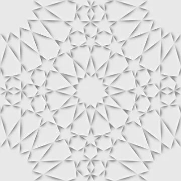 Seamless islam pattern with geometric tiled cells made from shadows and light Stock Illustration