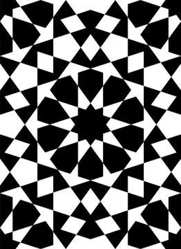 Seamless Islamic Geometric Pattern in black and white. Stock Illustration