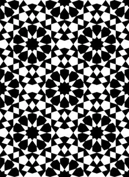 Seamless Islamic Geometric Pattern in black and white. Stock Illustration