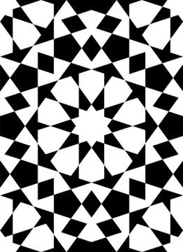 Seamless Islamic Geometric Pattern in black and white. Stock Illustration