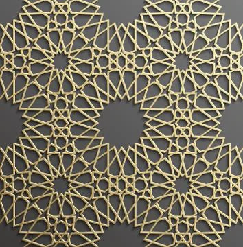 Seamless islamic pattern 3d . Traditional Arabic design element. イラスト素材