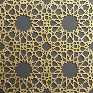 Seamless islamic pattern 3d . Traditional Arabic design element. Stock Illustration