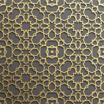 Seamless islamic pattern 3d . Traditional Arabic design element. Stock Illustration