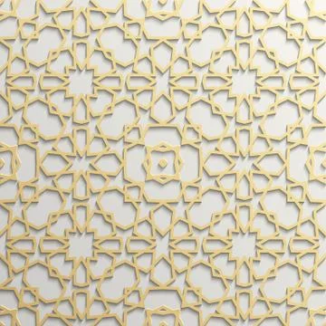 Seamless islamic pattern 3d . Traditional Arabic design element. Stock Illustration