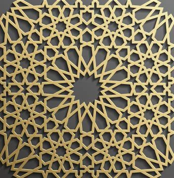 Seamless islamic pattern 3d . Traditional Arabic design element. Stock Illustration