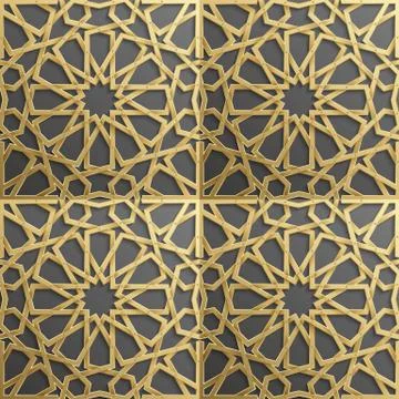Seamless islamic pattern 3d . Traditional Arabic design element. Stock Illustration
