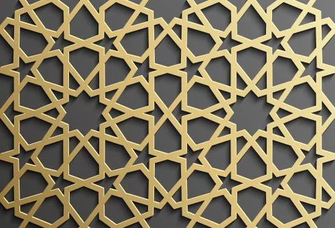 Seamless islamic pattern 3d . Traditional Arabic design element. イラスト素材