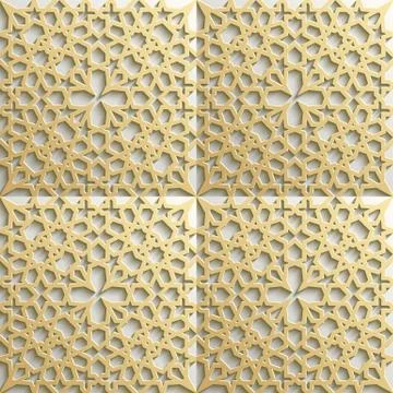 Seamless islamic pattern 3d . Traditional Arabic design element. イラスト素材