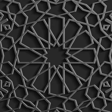 Seamless islamic pattern 3d . Traditional Arabic design element. Stock Illustration