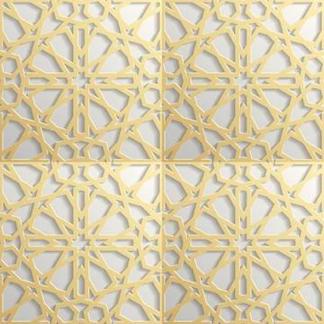 Seamless islamic pattern 3d . Traditional Arabic design element. Stock Illustration