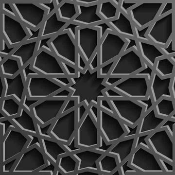 Seamless islamic pattern 3d . Traditional Arabic design element. Stock Illustration