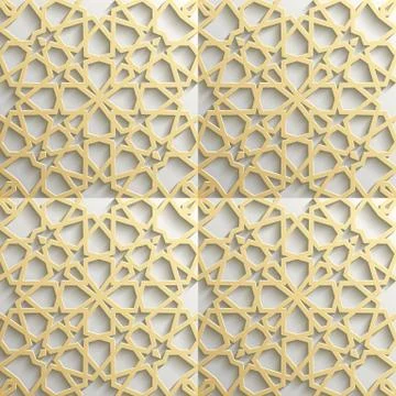 Seamless islamic pattern 3d . Traditional Arabic design element. Stock Illustration