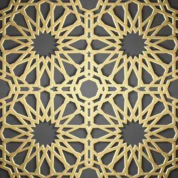 Seamless islamic pattern 3d . Traditional Arabic design element. Stock Illustration