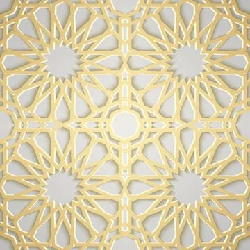 Seamless islamic pattern 3d . Traditional Arabic design element. Stock Illustration