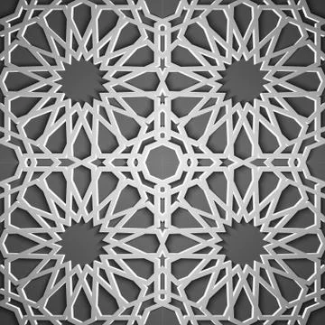 Seamless islamic pattern 3d . Traditional Arabic design element. Stock Illustration